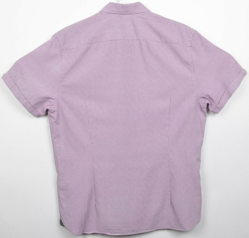 Ted Baker London Men's 4 (Large) Pink/Purple Geometric Modal Button-Front Shirt