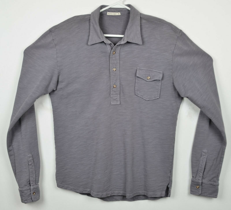 Marine Layer Men's Medium Heather Gray Long Sleeve Pocket Polo Shirt