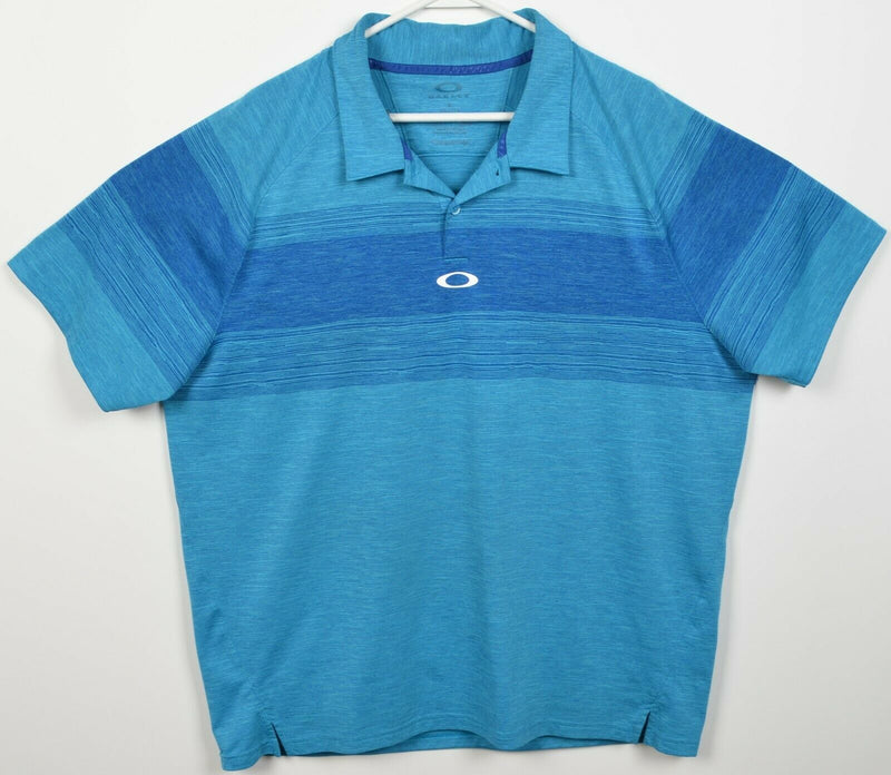 Oakley Hydrolix Men's 2XL Tailored Fit Blue Striped Wicking Golf Polo Shirt