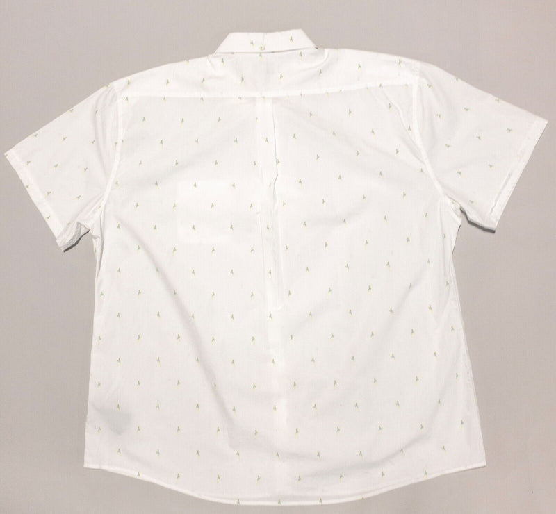 Barbour Bird Print Shirt 2XL Men's Short Sleeve Button-Down White Modern