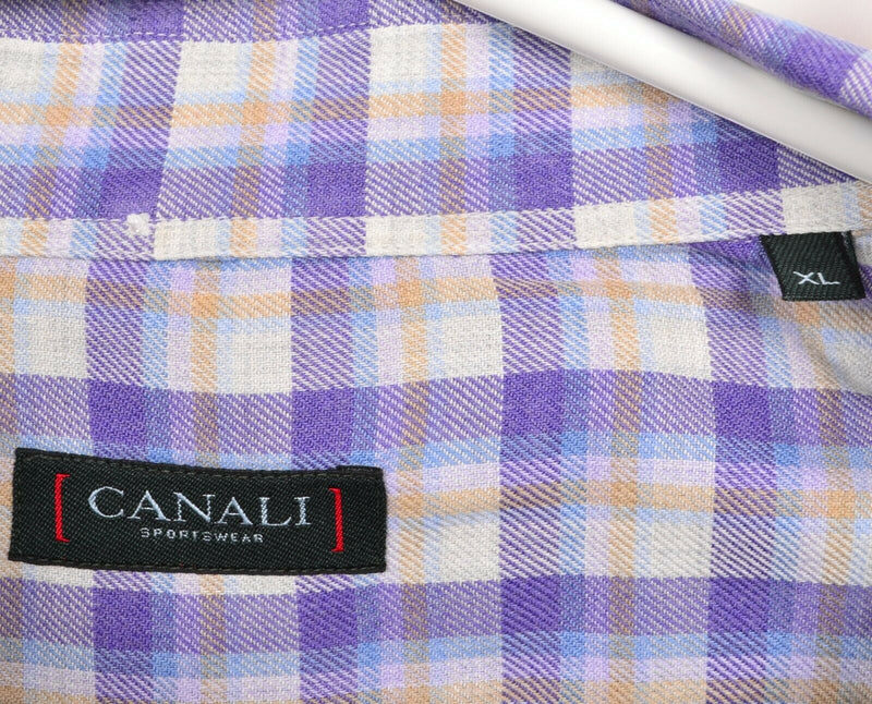 Canali Sportswear Men's XL Purple Plaid Made in Italy Button-Down Shirt