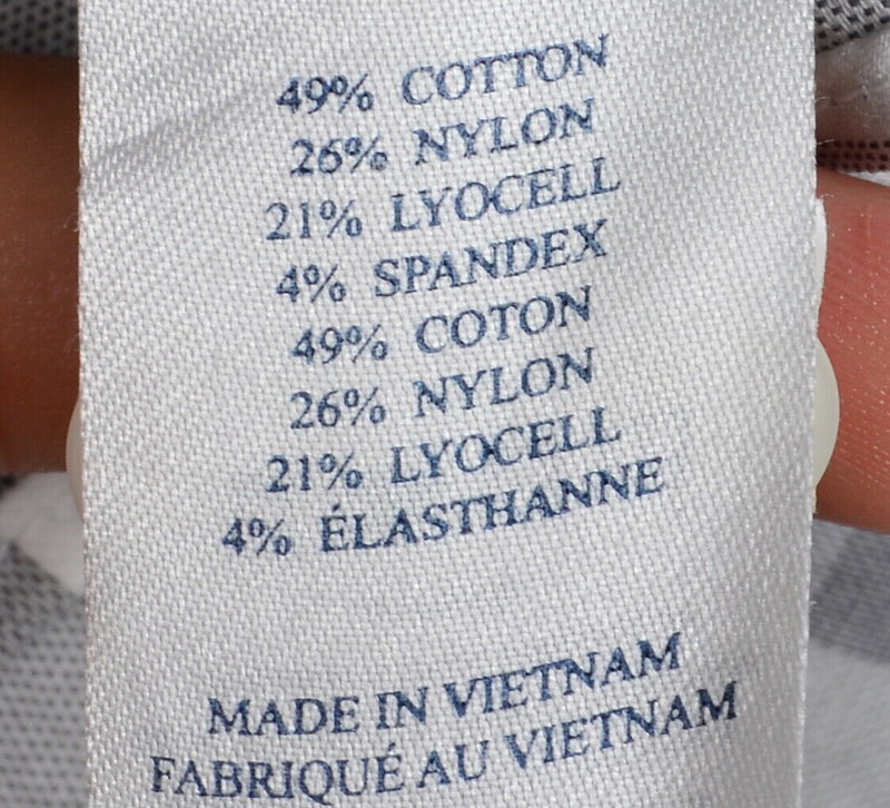 Faherty Brand Men's Medium Cotton Nylon Blend Gray White Check Movement Shirt