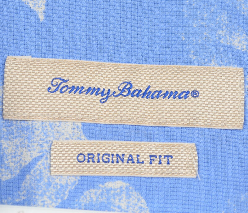 Tommy Bahama Men's Sz Large Original Fit 100% Silk Blue Floral Hawaiian Shirt