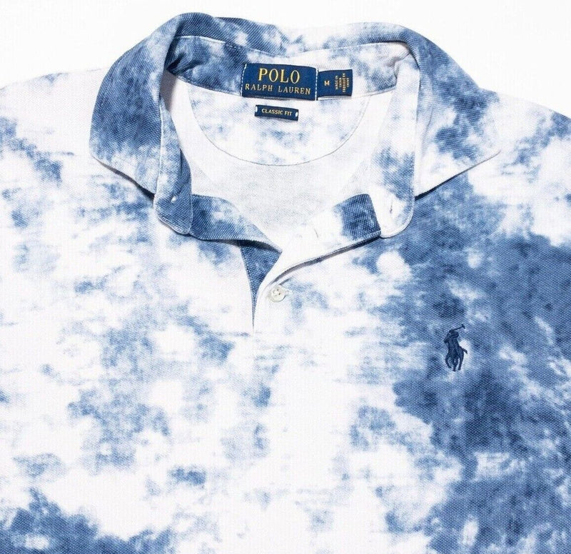 Polo Ralph Lauren Tie Dye Shirt Medium Classic Fit Men's Polo Blue White Pony