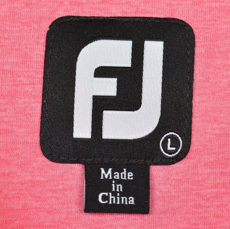 FootJoy Men's Large Pink White Two Tone Striped FJ Performance Golf Polo Shirt