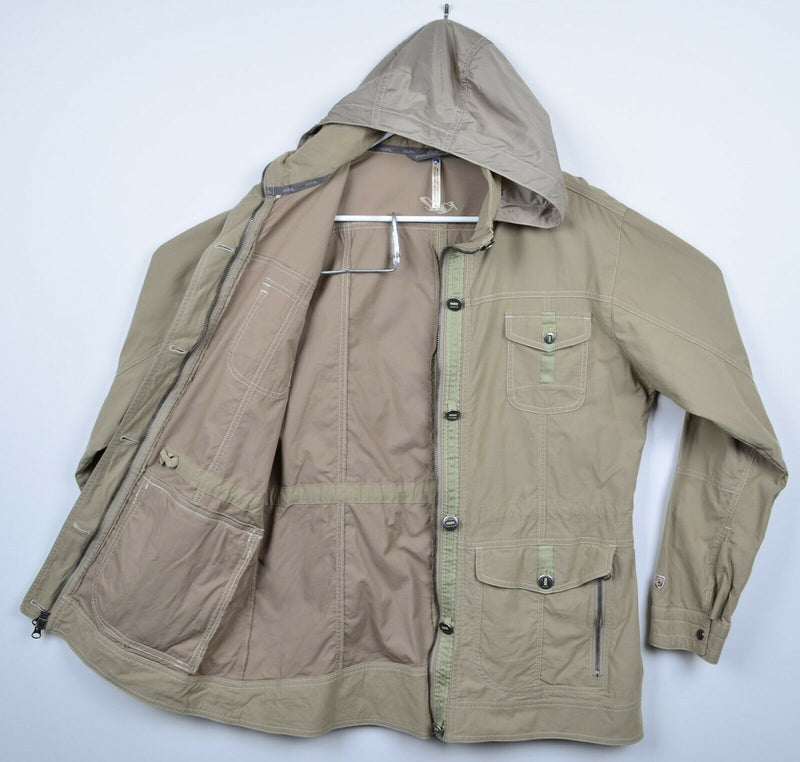 Kuhl Women's Large Rekon Jacket Tan Full Zip Hooded Hip-Length KuhlDry Jacket
