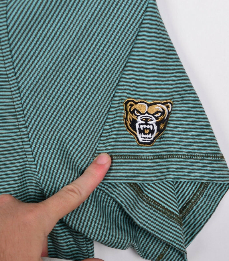 Linksoul Men's Sz XL Teal Green Striped Pocket Golf Polo Shirt