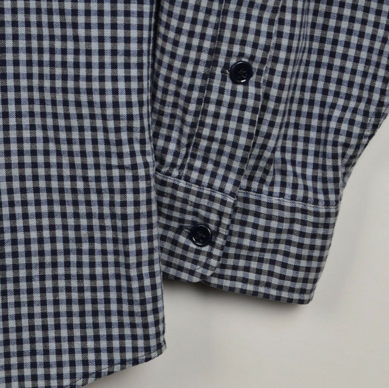 Vintage Polo Ralph Lauren Men's XL G.I. Shirt Navy Blue Gray Gingham Check Shirt