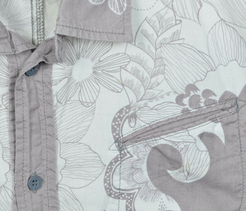 Diesel Men's XL Sleeveless Cut-Off Floral Distressed Designer Button-Front Shirt