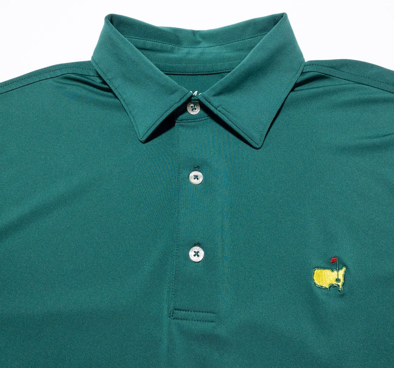 Masters Tech Polo Shirt Men's Medium Wicking Solid Green Golf Augusta National