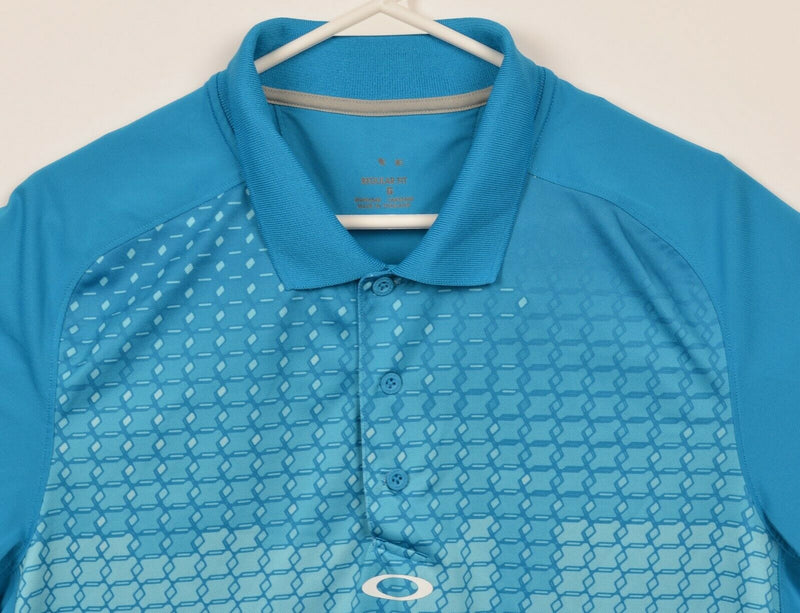 Oakley Hydrolix Men's Large Regular Fit Blue Geometric Wicking Golf Polo Shirt