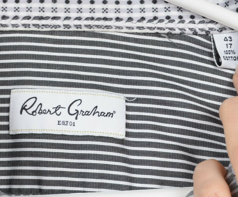 Robert Graham Men's 17/43 (XL) Black White Pinstripe Elegant Button-Front Shirt