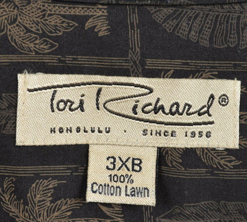 Tori Richard Men's 3XB (3XL Big) Black Palm Leaf Cotton Lawn Hawaiian Shirt