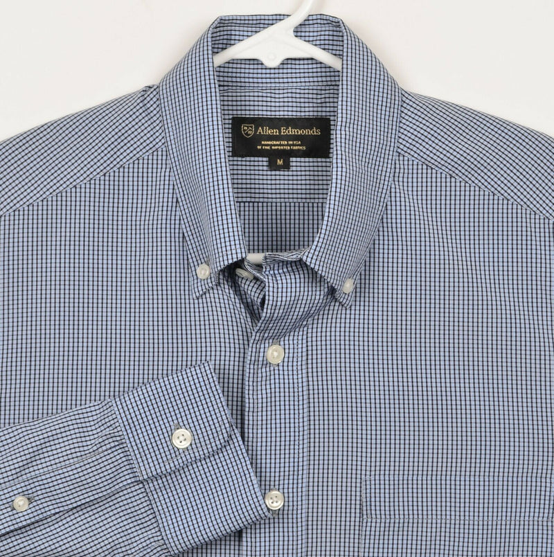 Allen Edmonds Men's Sz Medium Blue Navy Plaid Made in USA Button-Down Shirt