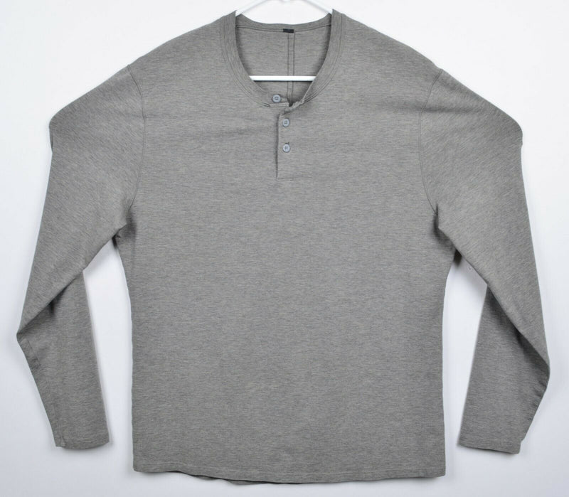 Lululemon Men's Large? Henley Collar Heather Gray Long Sleeve Athleisure Shirt