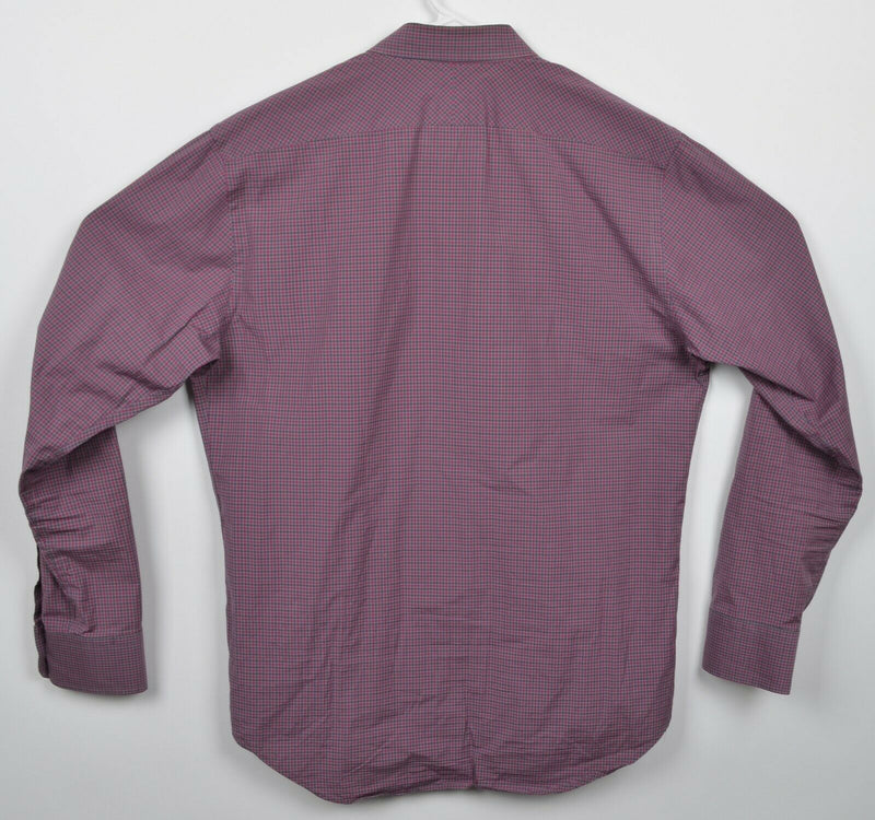 Billy Reid Men's Large Standard Cut Fuchsia Pink Purple Check Button-Front Shirt