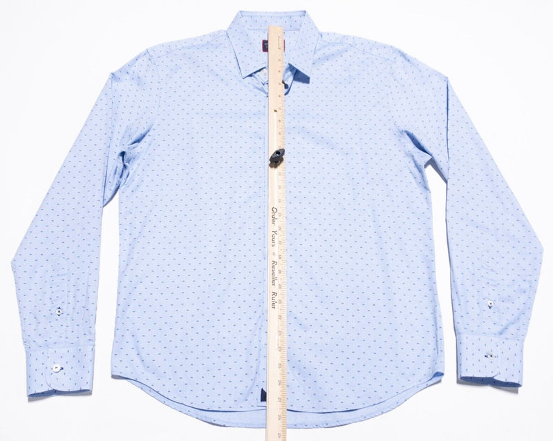 UNTUCKit Shirt Men's Medium Polka Dot Long Sleeve Light Blue Button-Front