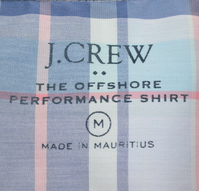 J. Crew Men's Sz Medium Pink Blue Plaid Offshore Performance Button-Down Shirt