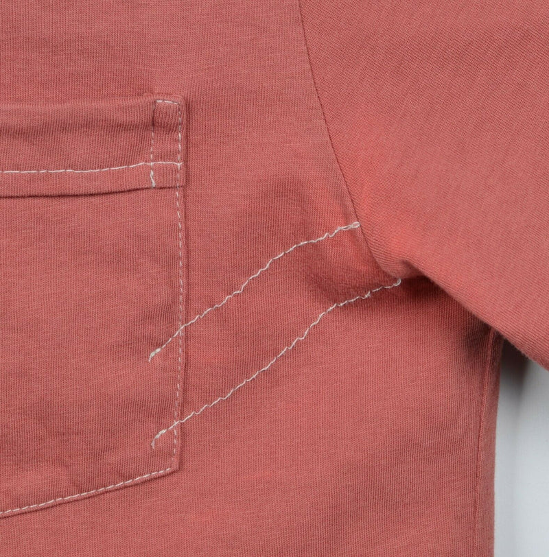 Billy Reid Men's Sz Medium Salmon Pink Short Sleeve Pocket Polo Shirt