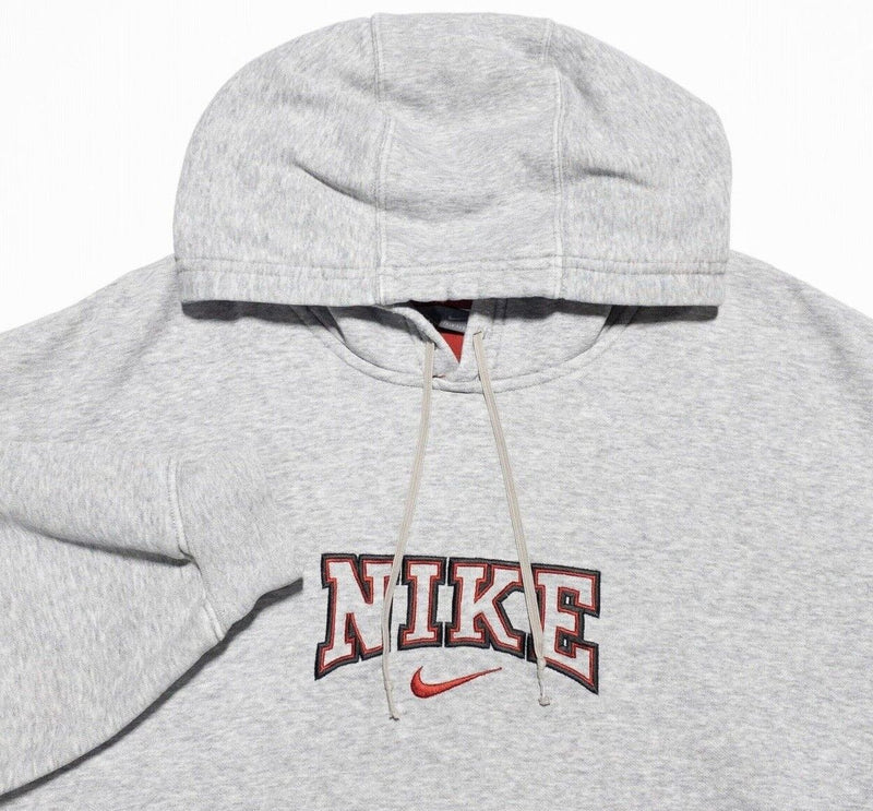 Nike Center Swoosh Hoodie Men's Large Vintage 90s Y2K Heather Gray Pullover