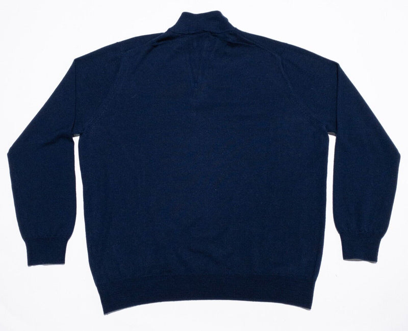 UNTUCKit Sweater Men's 2XL Merino Wool 1/4 Zip Pullover Navy Blue Knit Modern