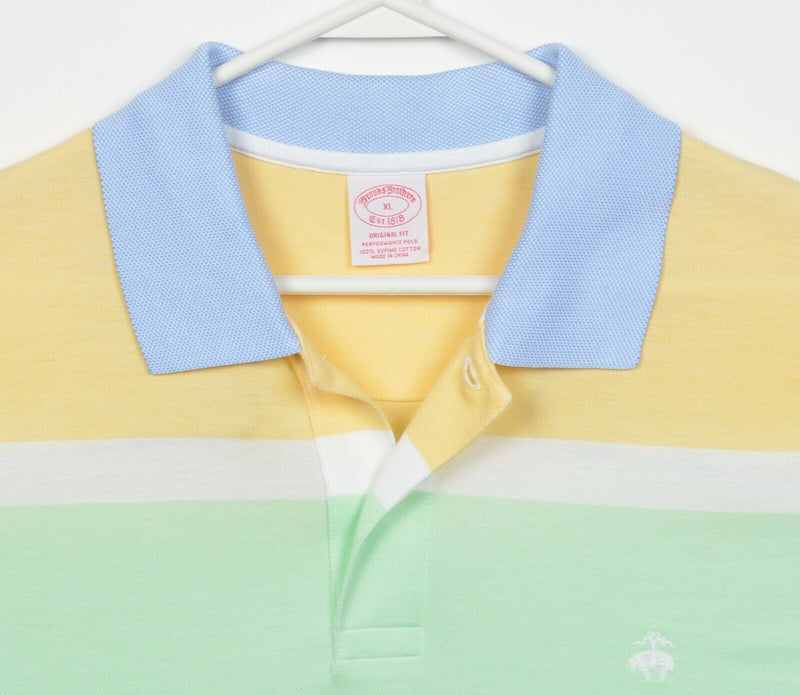 Brooks Brothers Men's XL Original Fit Multi-Color Striped Pastel Polo Shirt