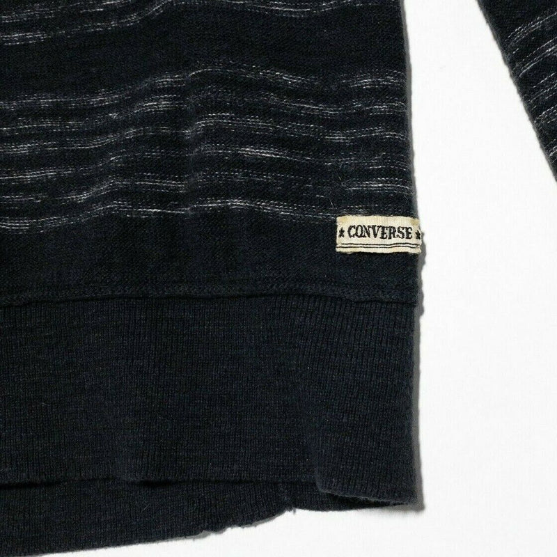 Converse Cardigan Women's Medium Black Canvas Sweater Black Gray Striped