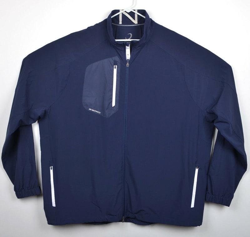 Zero Restriction Men's Sz 3XLT Vented Solid Navy Blue Full Zip Golf Jacket