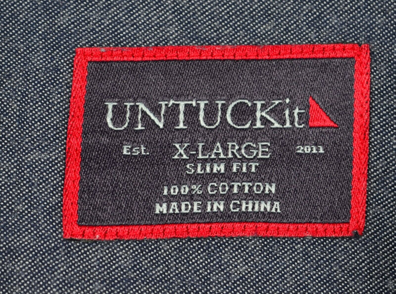 UNTUCKit Men's XL Slim Fit Blue Chambray Long Sleeve Button-Front Shirt
