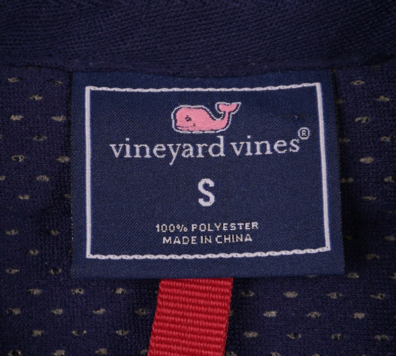 Vineyard Vines Men's Small Deep Pile Sherpa Fleece Puffer Navy Red Hybrid Vest