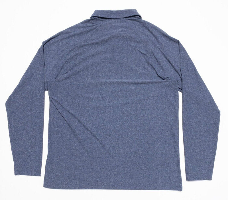 Rhone Polo Large Men's Shirt Long Sleeve Heather Blue Nylon Wicking Stretch