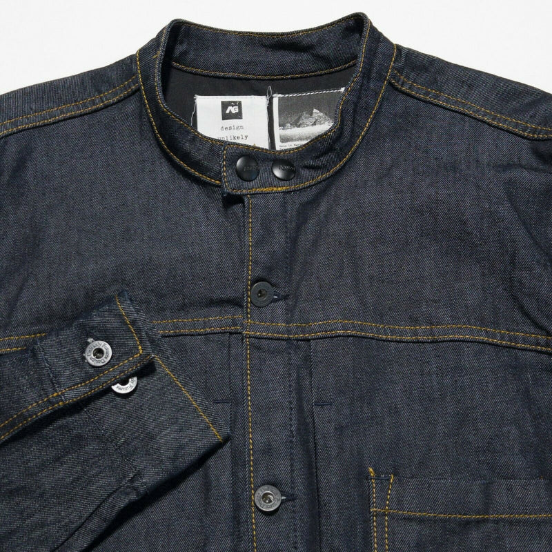 Burton Analog Men's Large Denim Indigo Blue Cotton Spandex Band Collar Jacket