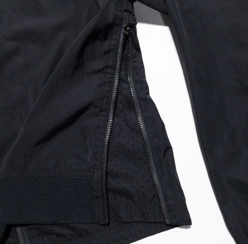 Athleta Bomber Jacket Women's Small Cropped Full Zip Solid Black Side Zipper