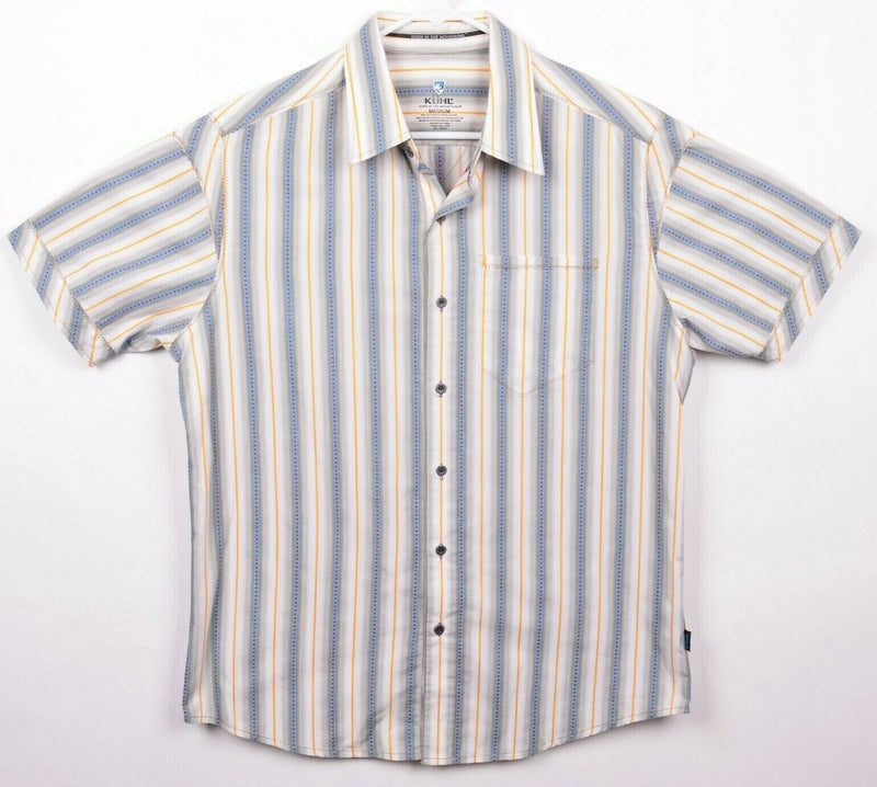 Kuhl Men's Medium Striped Metal Buttons Cotton Poly Blend Short Sleeve Shirt