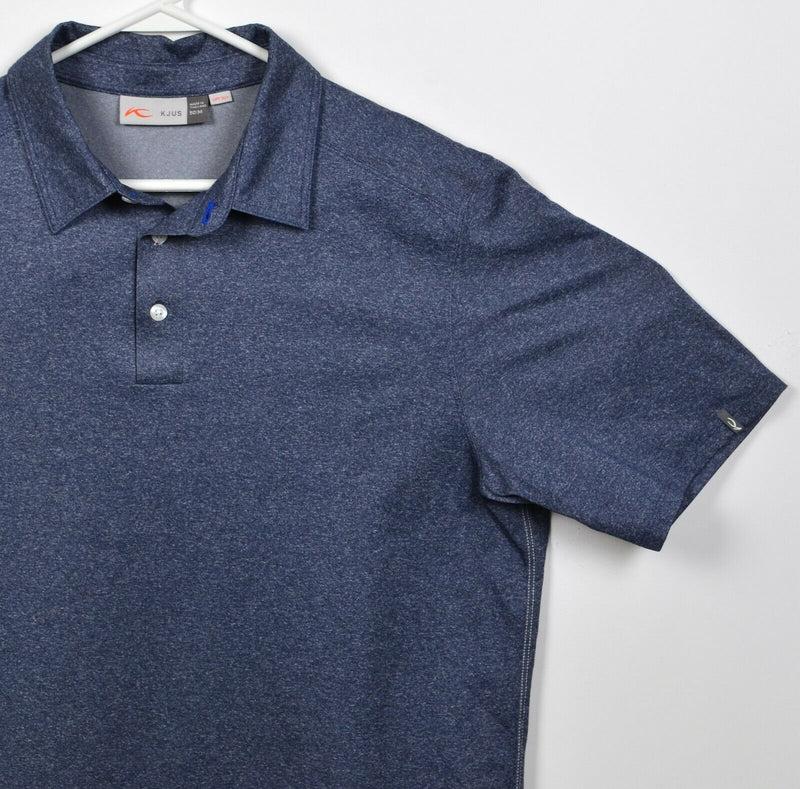 KJUS Men's Medium/50 Heather Blue UPF 30+ Wicking Golf Polo Shirt