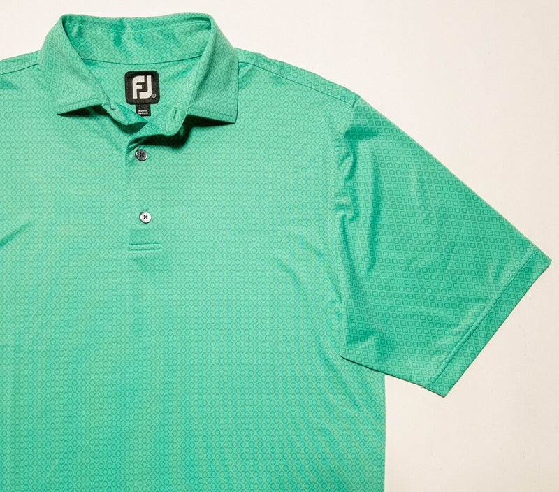 FootJoy Golf Shirt Small Men's Polo Green Geometric Diamond Wicking Stretch