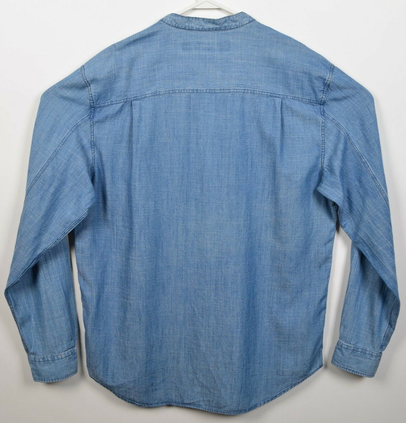 Territory Ahead Jeans Men's Large Denim Indigo Dyed Blue Henley 4-Button Shirt