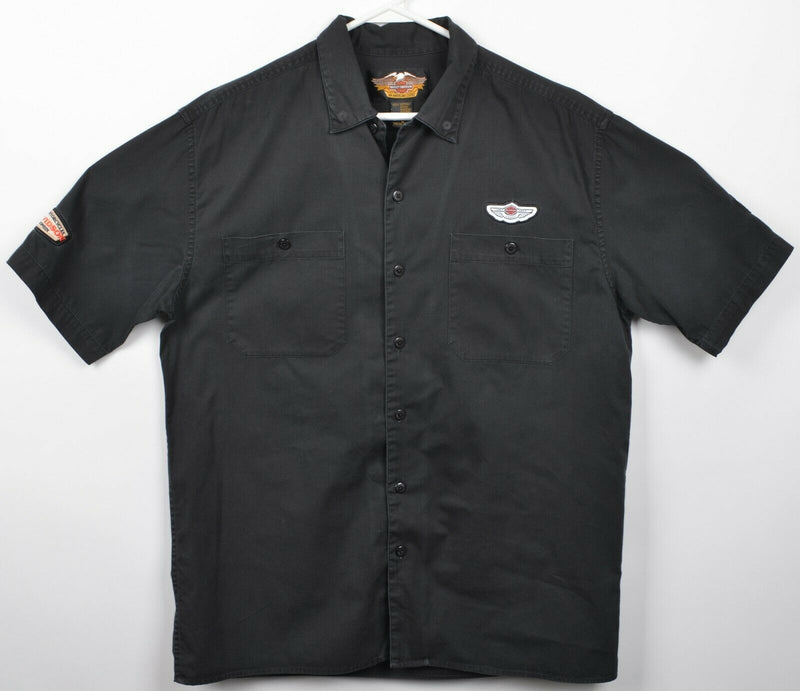 Harley-Davidson Men's Medium 100th Anniversary Black Biker Button-Front Shirt