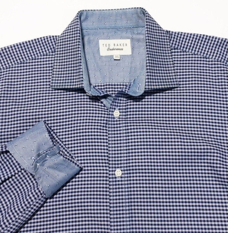 Ted Baker Shirt 15.5-32/33 Men's Flip Cuff Dress Shirt Endurance Blue Check