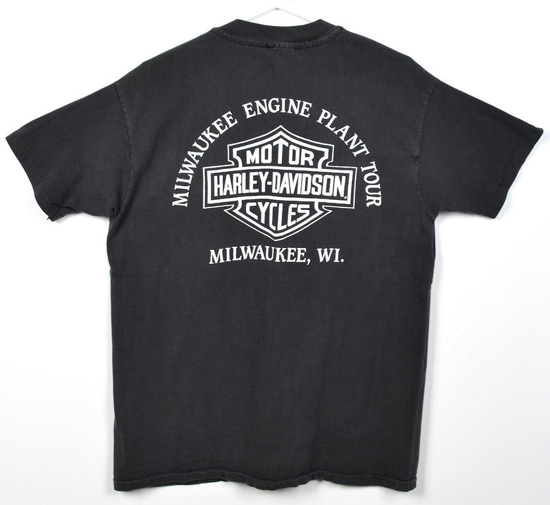 Vintage 1987 Harley-Davidson Men's Large American Original Eagle Black T-Shirt