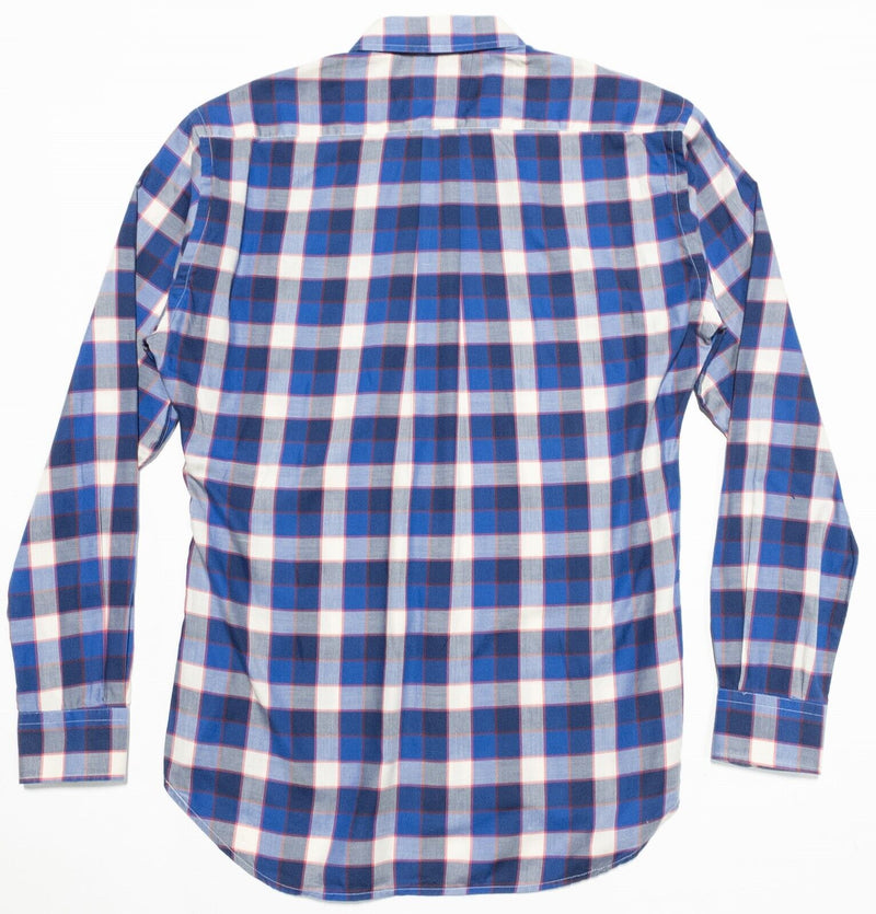 Gitman Bros. Vintage Shirt Large Men's Blue Check Long Sleeve Button-Front USA
