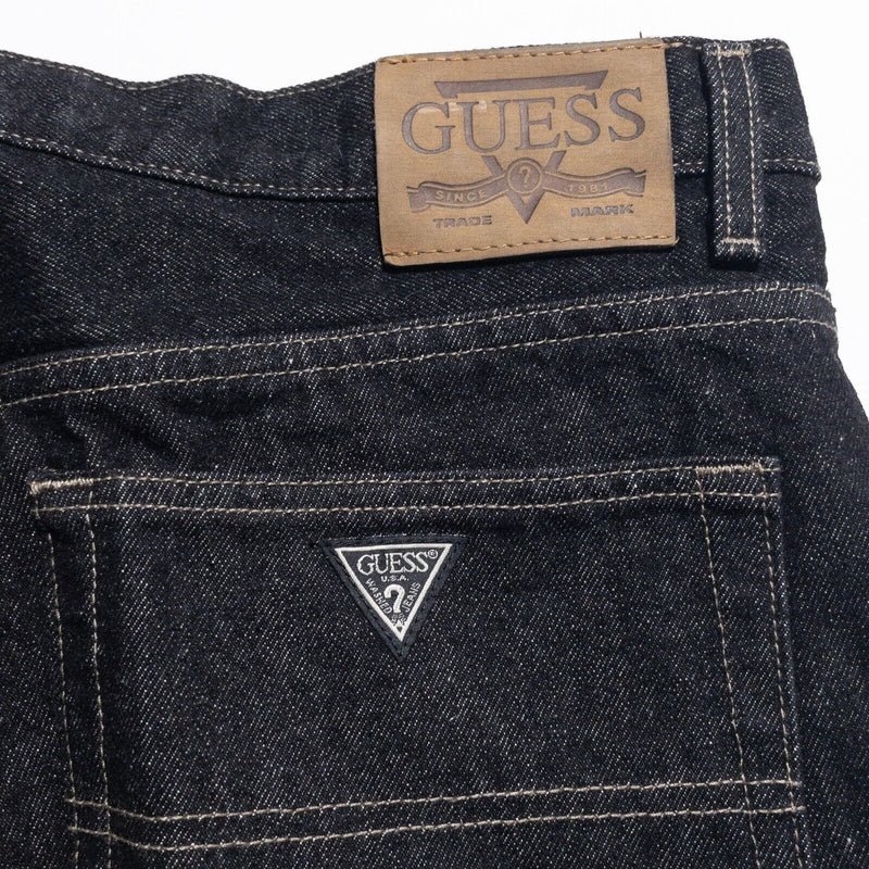 Vintage Guess Jeans Men's 36x30 Black Denim Made in USA American Tradition Zip