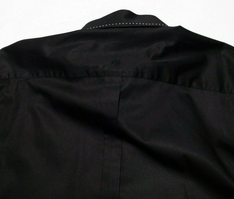Stone Rose Men's Shirt 5 (XL) Flip Cuff Black Long Sleeve Button-Front