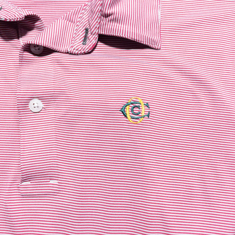 KJUS Golf Polo Shirt Mens 2XL/56 Pink Soren Stripe Wicking UPF 50+ Short Sleeve