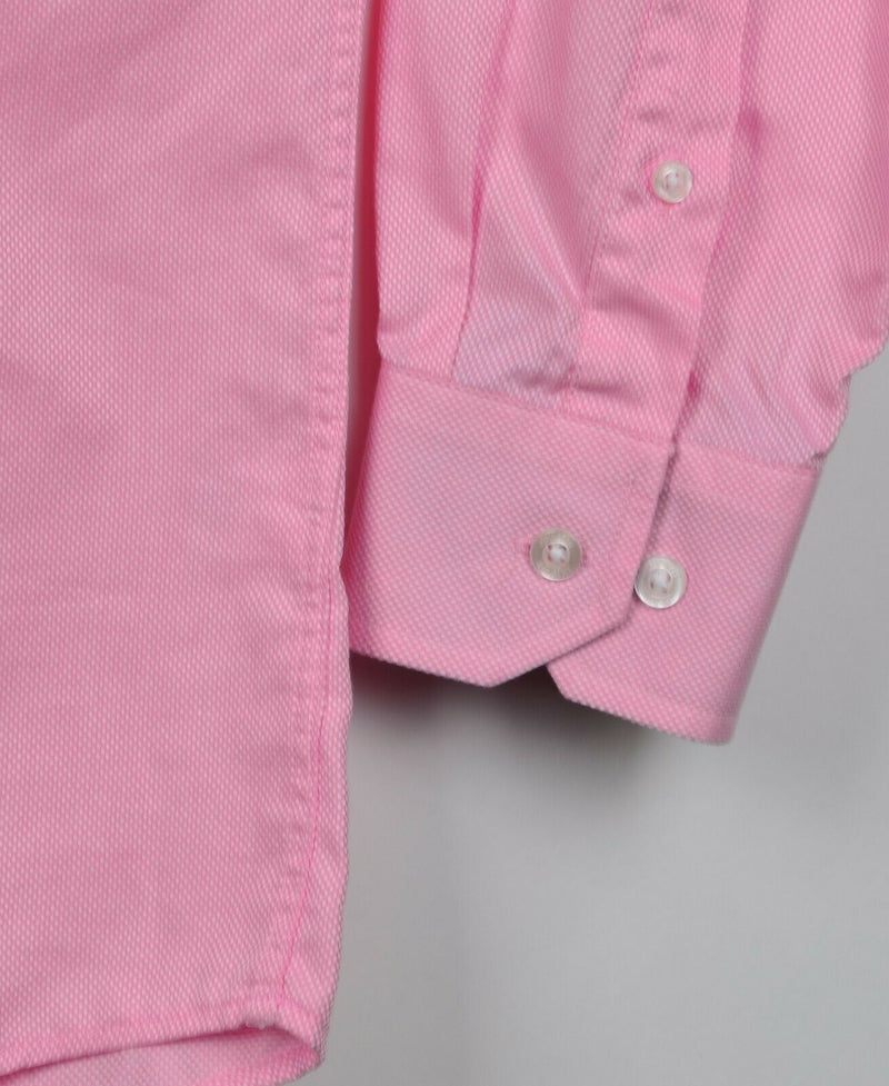 Johnston & Murphy Men's Sz Large Flip Cuff Pink Long Sleeve Dress/Casual Shirt