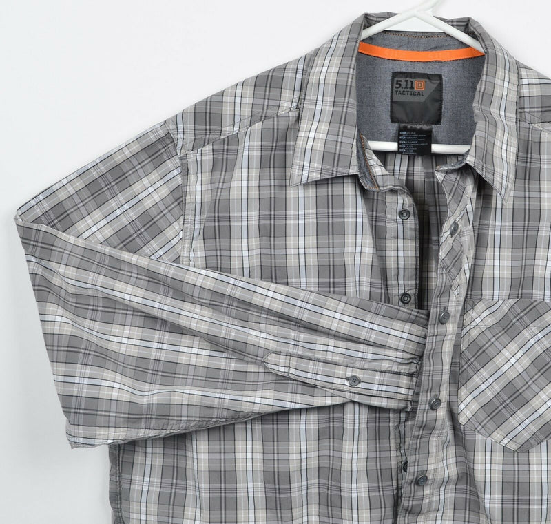 5.11 Tactical Men's Large QuickDraw Snap-Front Gray Plaid Conceal Carry Shirt