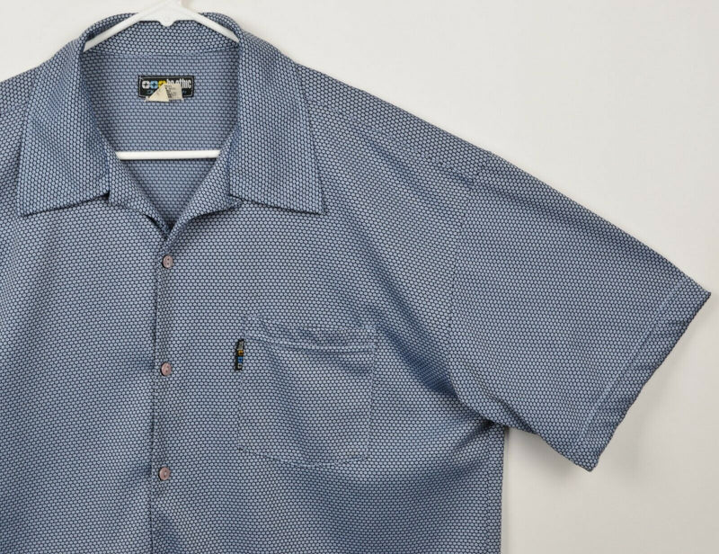 Vtg BC Ethic Men's Sz Medium Blue Geometric Polyester Lounge Camp Disco Shirt