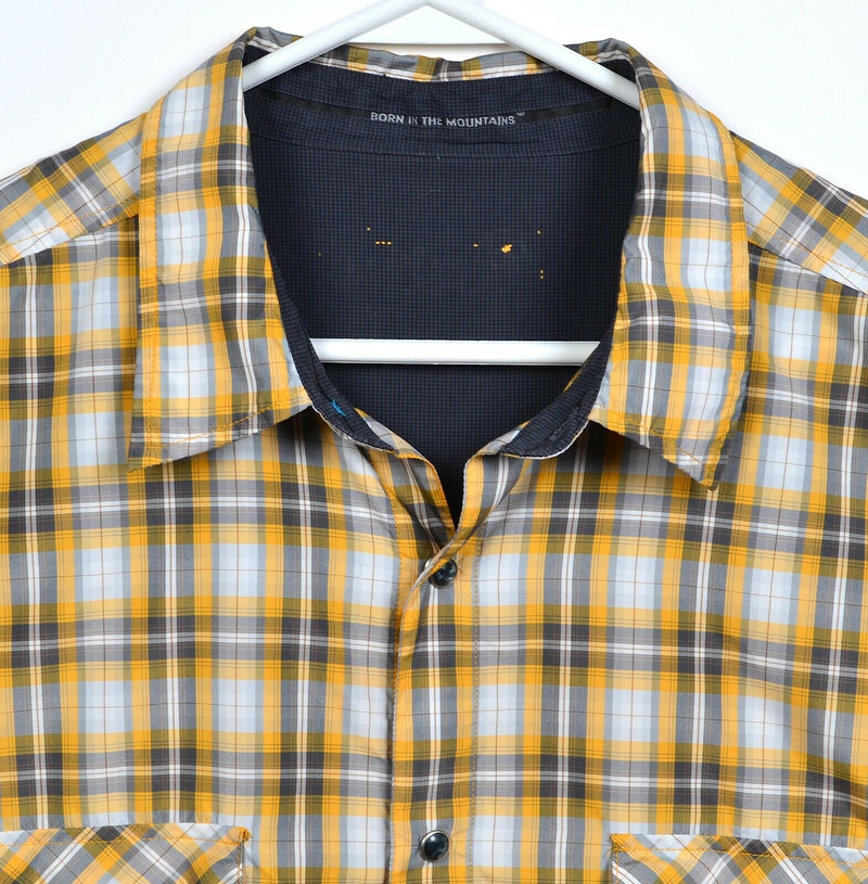 Kuhl Men's 2XL Pearl Snap Yellow Plaid Hiking Travel S/S Button-Front Shirt