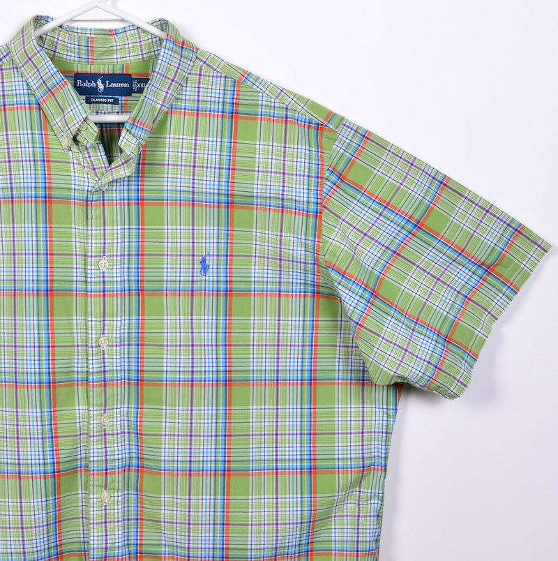 Polo Ralph Lauren Men's 2XL Classic Fit Green Plaid Pony S/S Button-Down Shirt