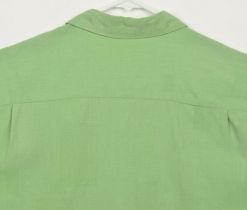 Tori Richard Men's Sz Large Silk Blend Green Geometric Hawaiian Aloha Shirt